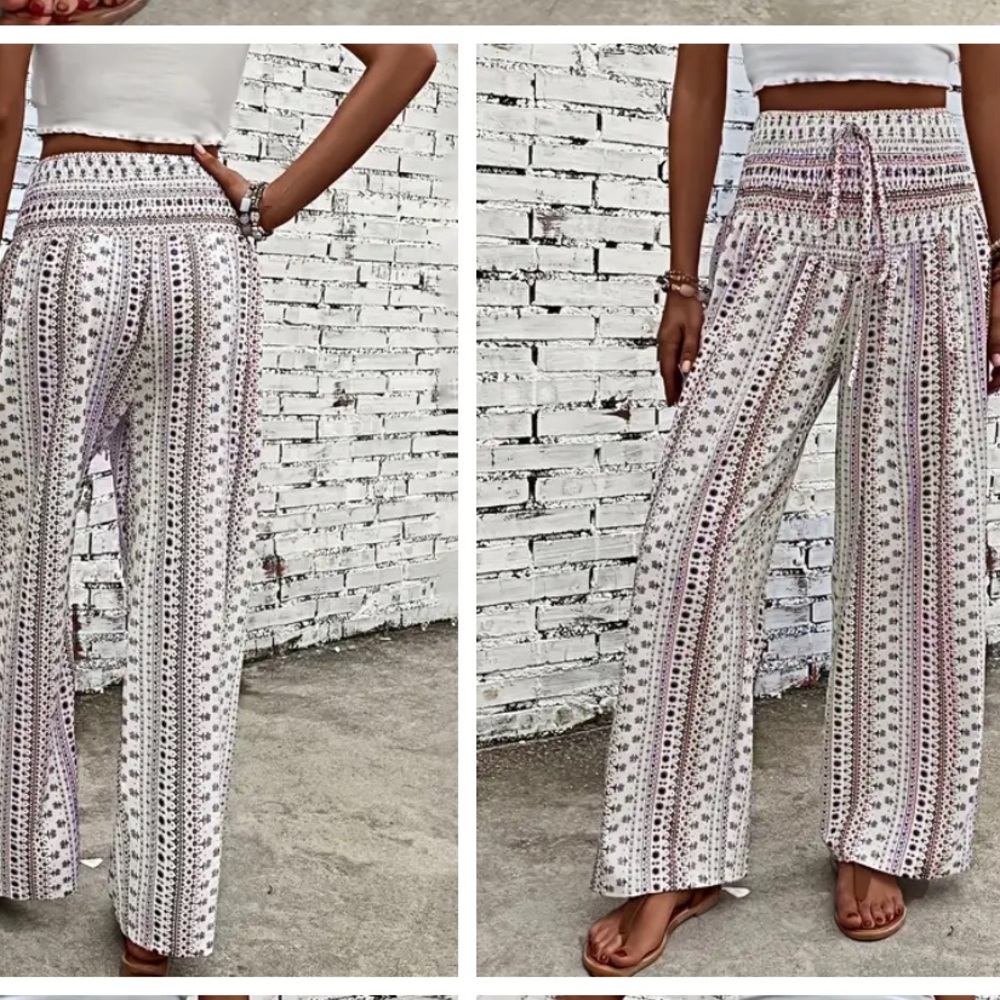 Patterned High Waist Boho Pant